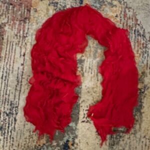 Elegant Red Ruffled Scarf